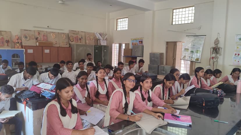 Students and teacher engaged in classroom learning