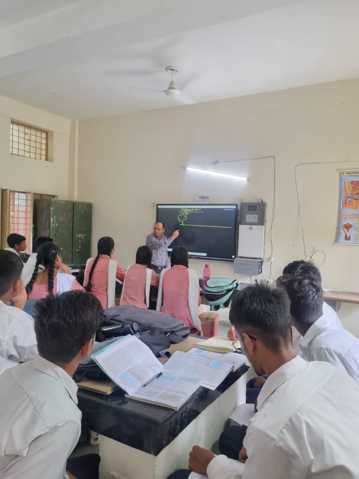 Students and teacher engaged in classroom learning