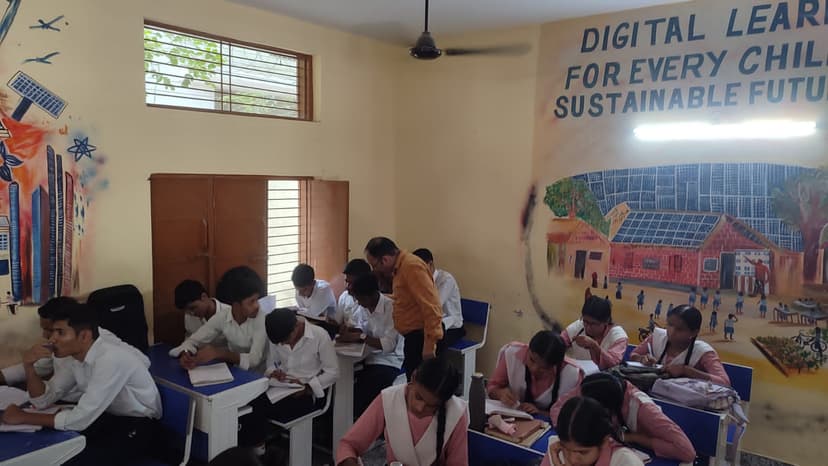 Students and teacher engaged in classroom learning